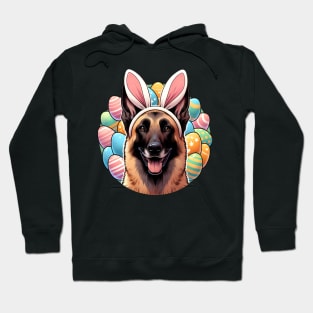 Belgian Malinois Enjoys Easter in Bunny Ears Hoodie